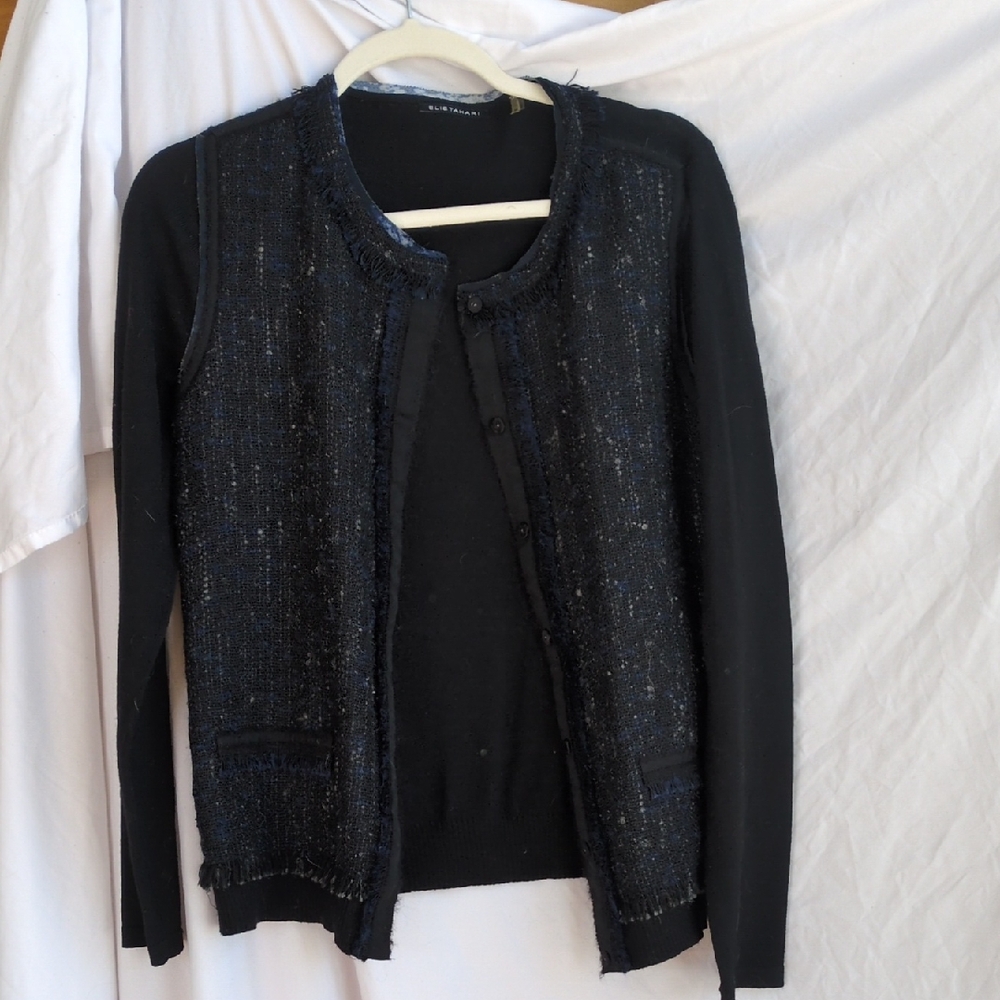Elie Tahari Black and Navy Women's Cardigan